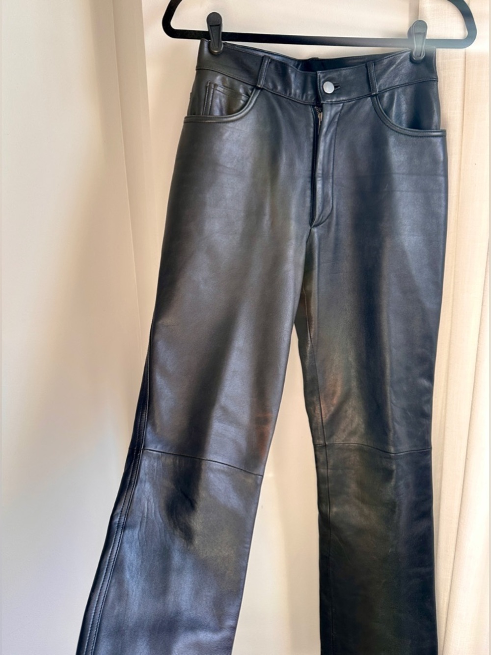 Women’s Vintage 80s Tannery West Black Genuine Leather Pants, size 4